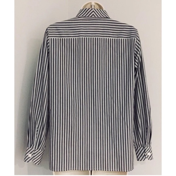 FOXCROFT Sz 4P Striped Modern Gray White Shirt - Picture 2 of 8